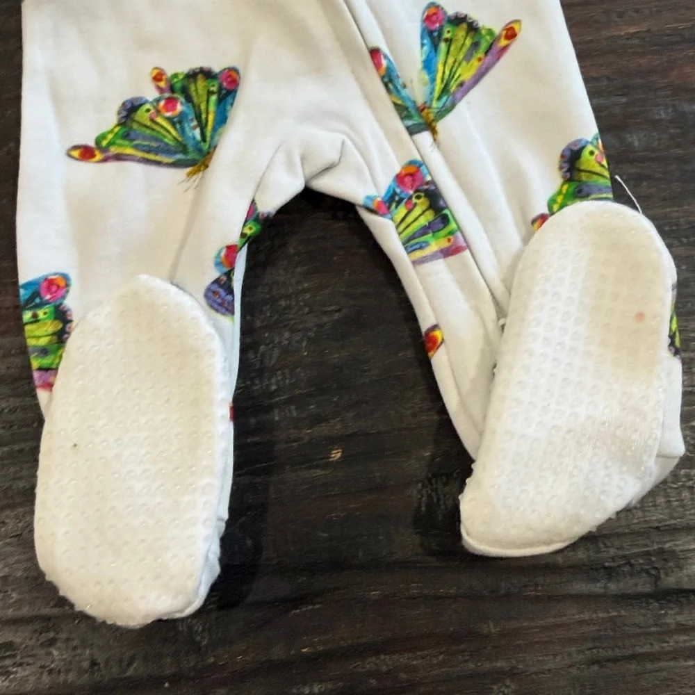 L'ovedbaby White Footed One-Piece Butterfly organic